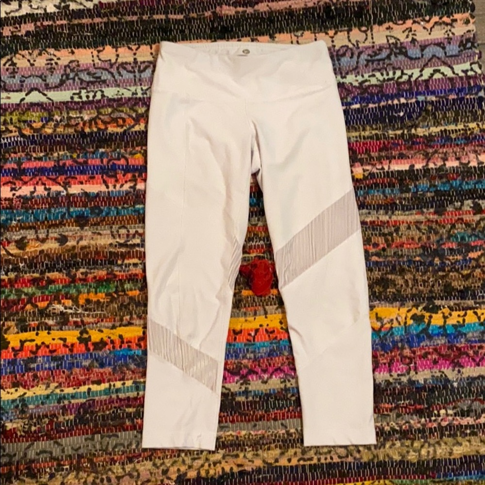 White and velvet workout leggings
